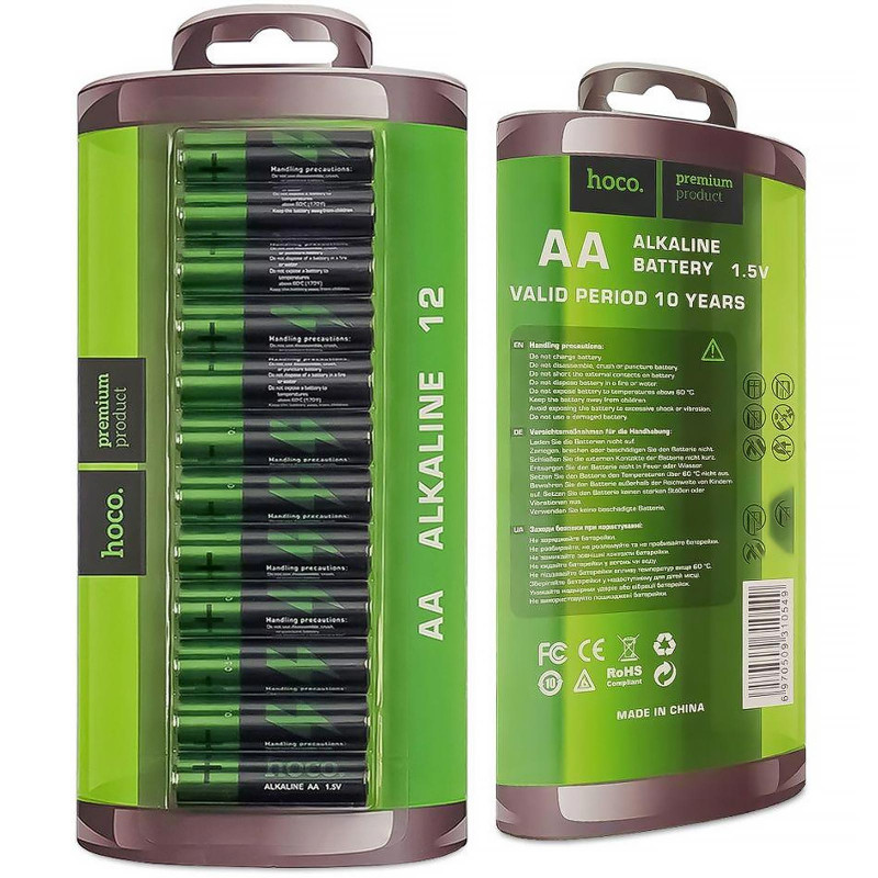 Фото Батарейки Hoco AA (LR6) Alkaline упаковка 12 шт (Black) в маназині vchehle.ua