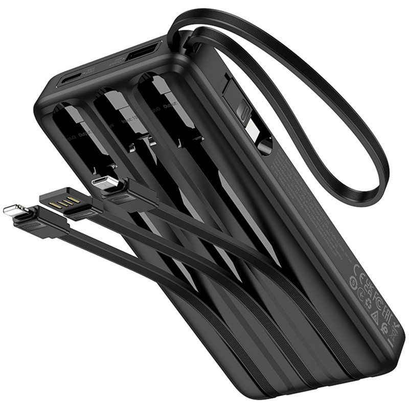 Портативное ЗУ Power Bank Hoco J146 with 4 cables 10000 mAh (Black)