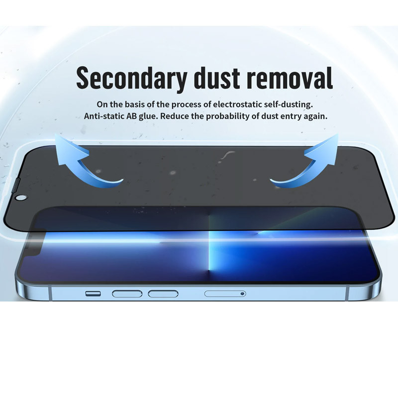 Фото Защитное 2.5D стекло Blueo Full Cover Anti-Peep для Apple iPhone 12 Pro Max (6.7") (Черный) в магазине vchehle.ua
