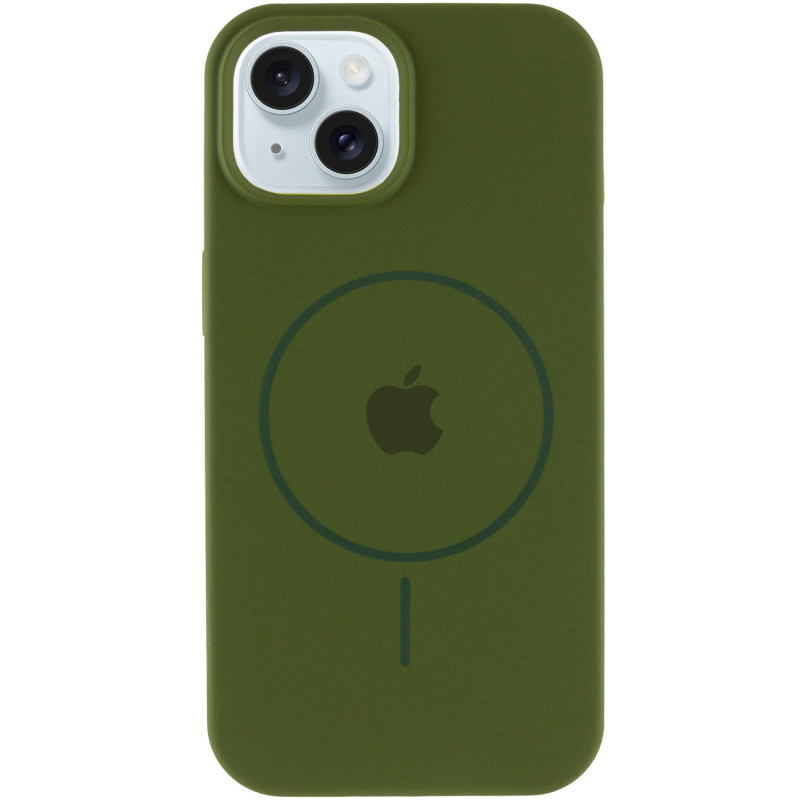 Фото Чохол Silicone Case Full Protective (AA) with Magnetic Safe на Apple iPhone 14 Plus (6.7") (Зелений / Dark Olive) на vchehle.ua