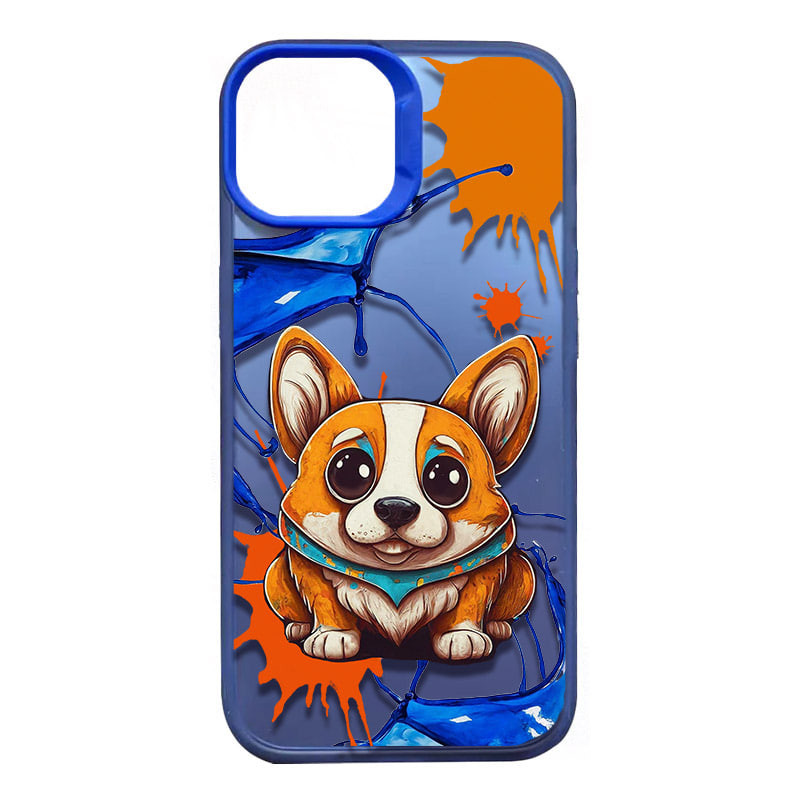 TPU+PC чехол TakiTaki Graffiti magic glow для Apple iPhone 15 Pro Max (6.7") (Corgi dog / Blue)