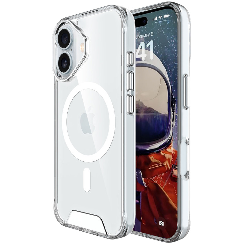 Фото Чехол TPU Space Case with Magnetic Safe для Apple iPhone 17 (6.3") (Прозрачный) на vchehle.ua