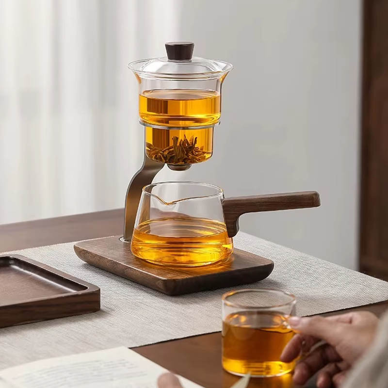 Чайник для заварювання TeaPot D-40 Automatic tea maker 300/400ml (Transparent gold) в магазині vchehle.ua