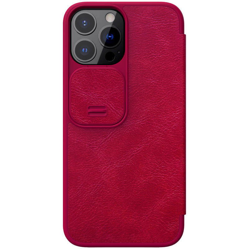Фото Кожаный чехол-книжка Nillkin Qin Pro Camshield для Apple iPhone 14 Pro Max (6.7") (Красный) на vchehle.ua