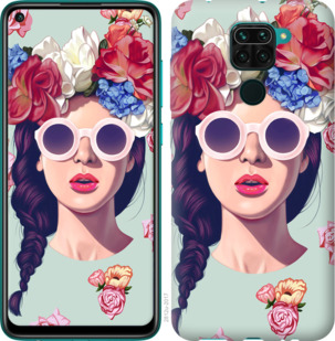 

Чехол Девушка с цветами для Xiaomi Redmi Note 9 933577