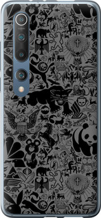 Чехол Чёрно-серый стикер бомбинг для Xiaomi Mi 10