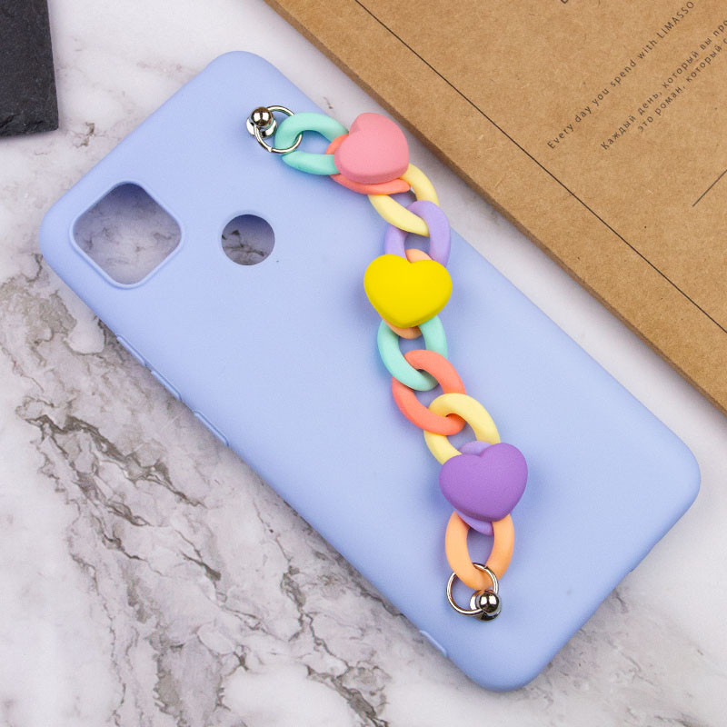 Чехол Chained Heart c подвесной цепочкой для Xiaomi Redmi 10A / 9C (Lilac Blue) в магазине vchehle.ua