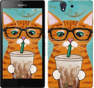 Чехол Зеленоглазый кот в очках для Sony Xperia Z C6602