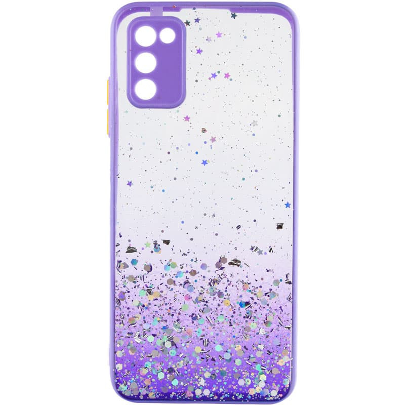 TPU чехол Spangle star с защитой камеры для Samsung Galaxy A03s (Сиреневый)