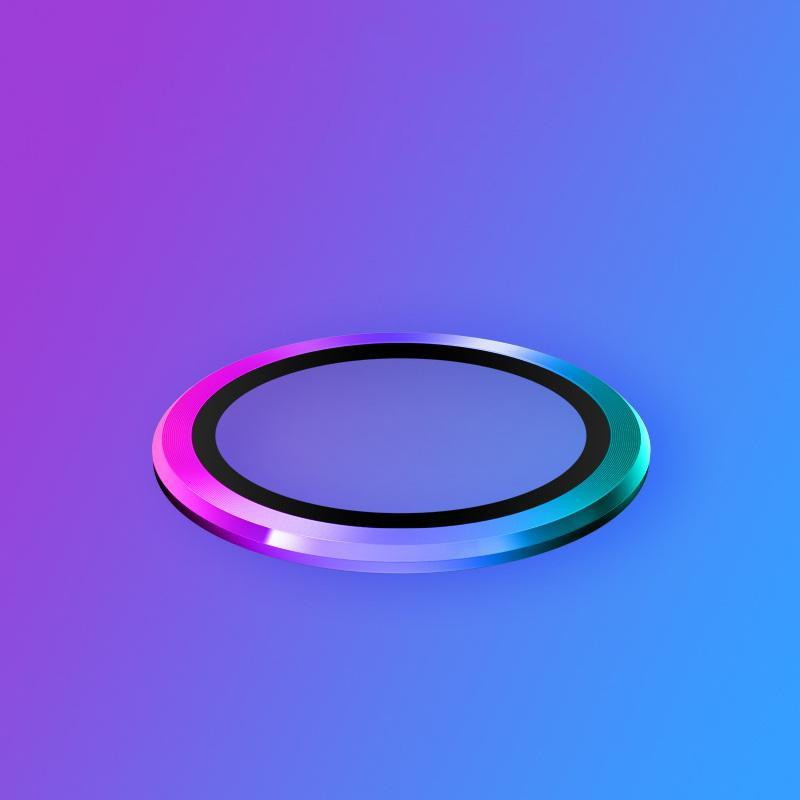 Купити Захисне скло Metal Classic на камеру (в упак.) на Apple iPhone 14 (6.1") / 14 Plus (6.7") (Бузковий / Rainbow) на vchehle.ua