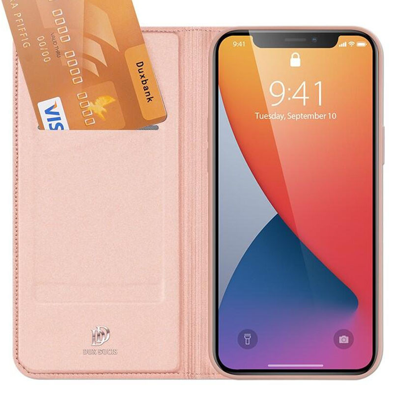 Фото Чохол-книжка Dux Ducis з кишенею для візиток на Apple iPhone 14 / 13 (6.1") (Rose Gold) в маназині vchehle.ua