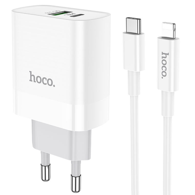 МЗП HOCO C80A Rapido PD20W+QC3.0 Type-C + USB + Type-C to Lightning cable (Білий)