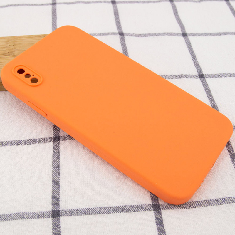 Фото Silicone Case Square Full Camera Protective (AA) NOLOGO для Apple iPhone X / XS (5.8") (Оранжевый / Papaya) на vchehle.ua
