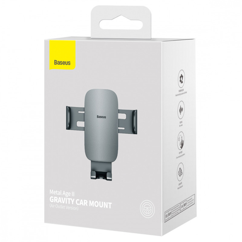 Замовити Автотримач Baseus Metal Age 2 Gravity Car Mount (Air Outlet Version) (SUJS000013) (Dark Grey) на vchehle.ua