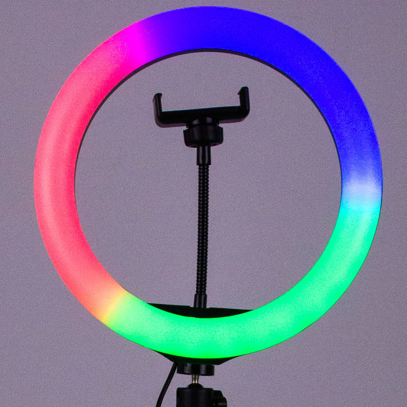 Фото Кольцевая светодиодная LED лампа RGB Arc Ring 10" + tripod 2.1m на vchehle.ua