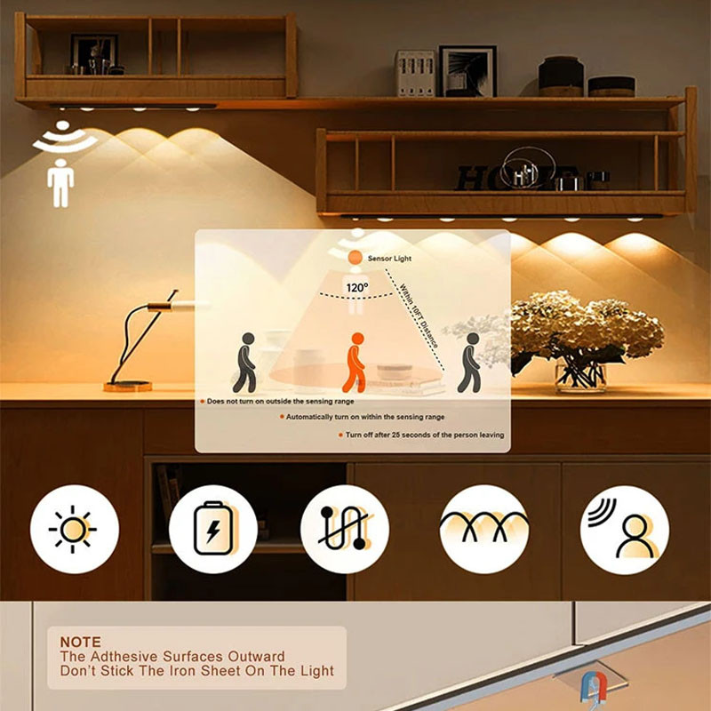 Фото Аккумуляторная LED лампа MZ-L1602 350mAh (40*10*200mm) с датчиком движения (Black) в магазине vchehle.ua