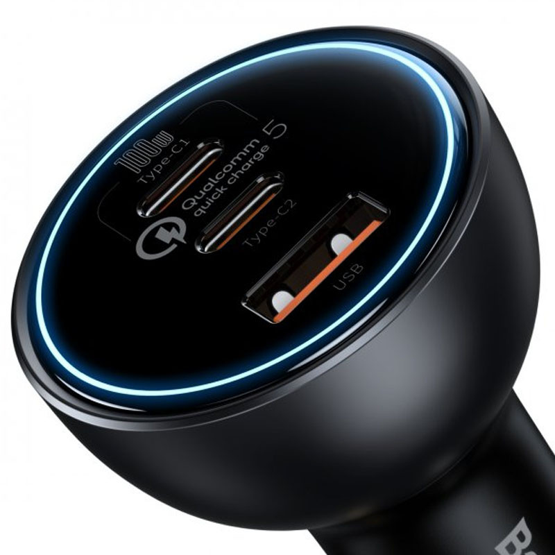 Фото АЗУ Baseus Qualcomm PD100W+QC5.0 total 160W (1USB-A/2C) + кабель Type-C to Type-C (TZCCZM) (Серый) на vchehle.ua