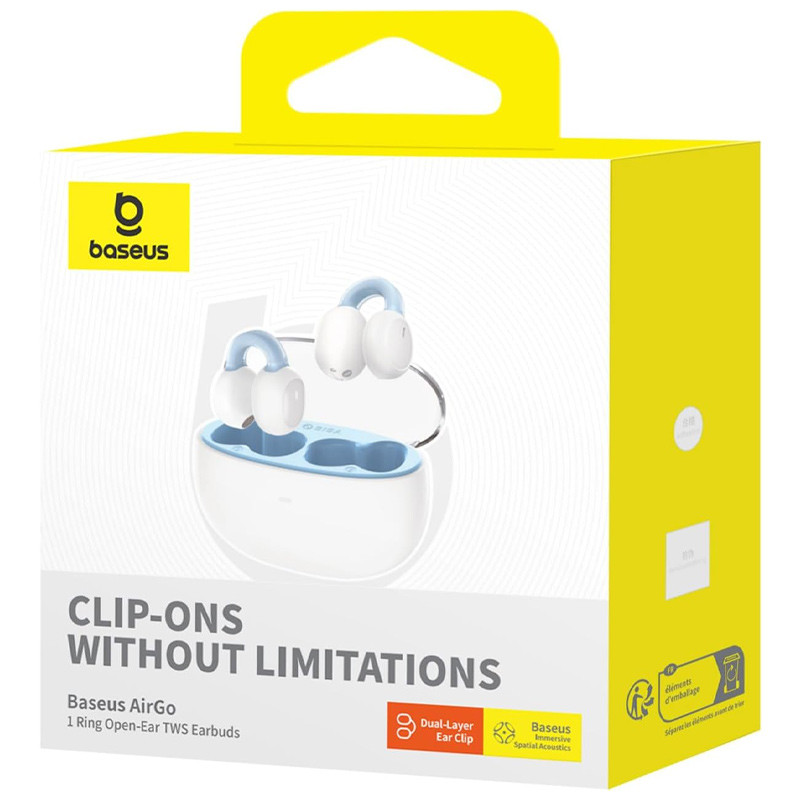 Фото Беспроводные TWS наушники Baseus AirGo 1 Ring Open-Ear (A00069201) (Stellar White) в магазине vchehle.ua