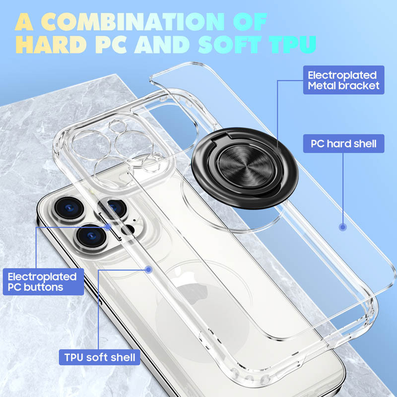 Фото TPU+PC чехол Kickstand для Apple iPhone 13 Pro (6.1") (Черный) на vchehle.ua