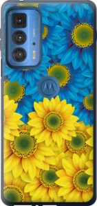 Чехол Жёлто-голубые цветы для Motorola Edge 20 Pro