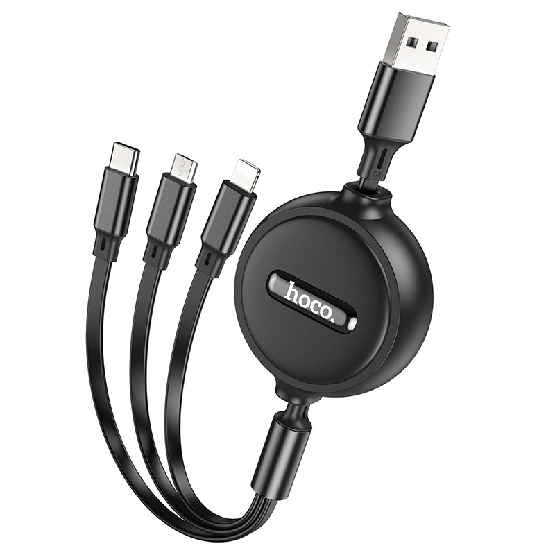 Дата кабель Hoco X75 3in1 Lightning-MicroUSB-Type-C (1m) (Black)