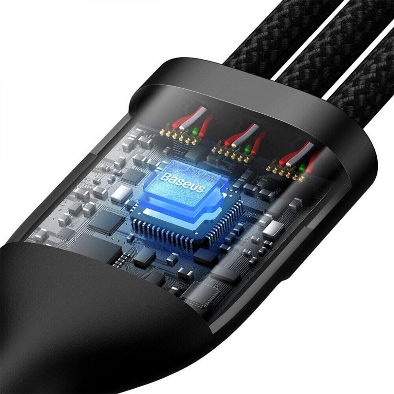Фото Дата кабель Baseus Flash Series 2 USB to MicroUSB-Lightning-Type-C 66W (1.2m) (CASS04000) (Black) в магазине vchehle.ua