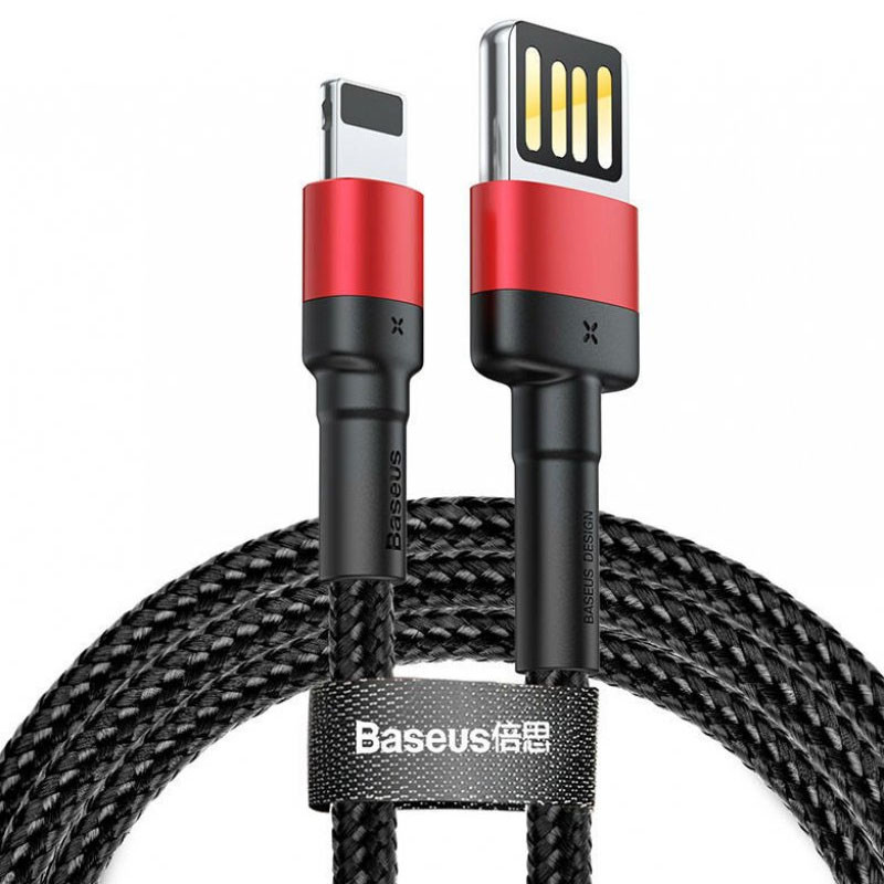 Фото Дата кабель Baseus Cafule Lightning Cable Special Edition 2.4A (1m) (CALKLF) (CALKLF-G) (Чорний / Червоний) на vchehle.ua
