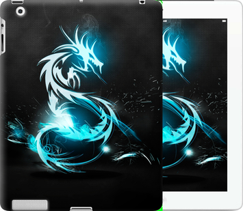 Чехол на iPad Pro 9.7 Бело-голубой огненный дракон