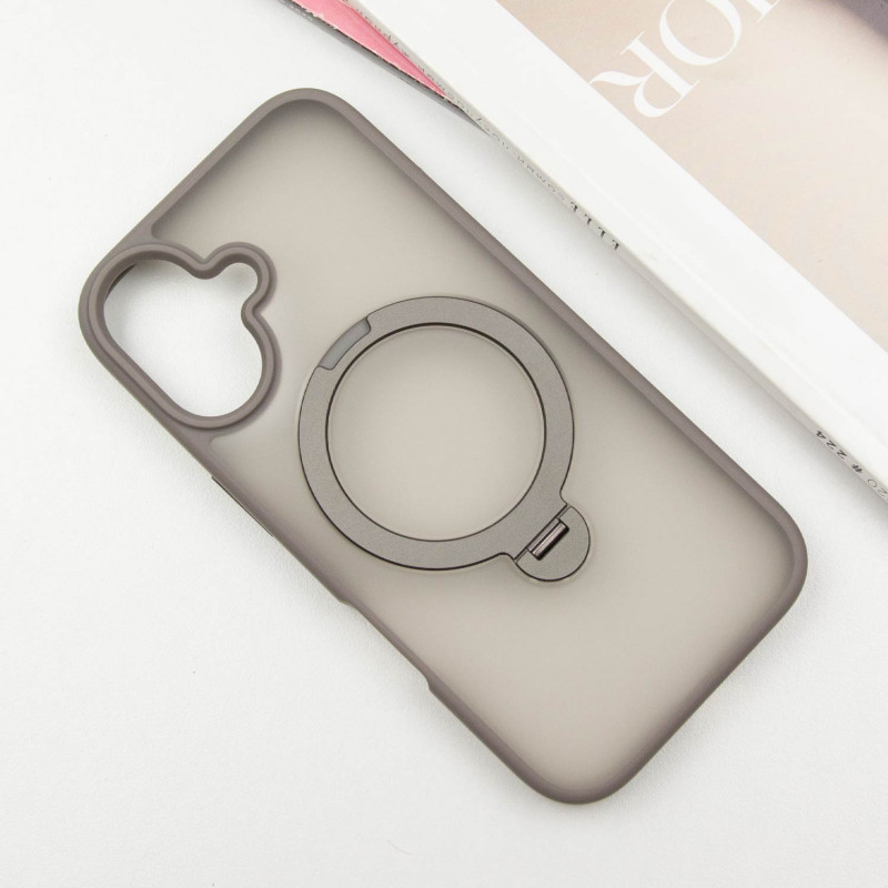 Фото TPU+PC чохол Metal Buttons with Magnetic Safe Colorful HQ Ring для Apple iPhone 16 (6.1") (Grey) на vchehle.ua