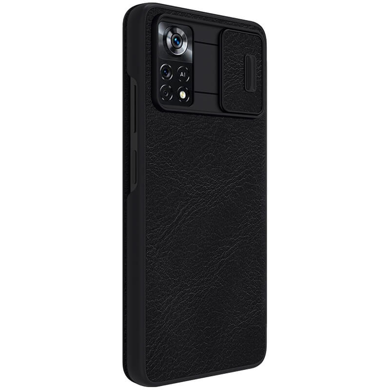 Кожаный чехол (книжка) Nillkin Qin Pro Camshield для Xiaomi Poco X4 Pro 5G (Черный) в магазине vchehle.ua