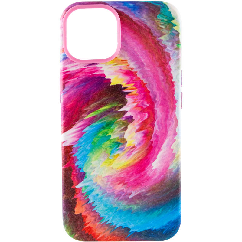 Шкіряний чохол Colour Splash with Magnetic Safe на Apple iPhone 12 Pro / 12 (6.1") (Pink / Blue)