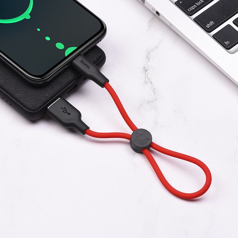 Фото Дата кабель Hoco X21 Plus Silicone Lightning Cable (0.25m) (Black / Red) в маназині vchehle.ua
