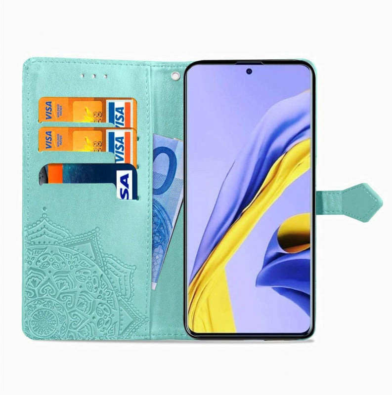 Кожаный чехол (книжка) Art Case с визитницей для Samsung Galaxy A51 (Бирюзовый) в магазине vchehle.ua
