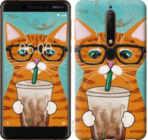Чехол Зеленоглазый кот в очках для Nokia 6.1