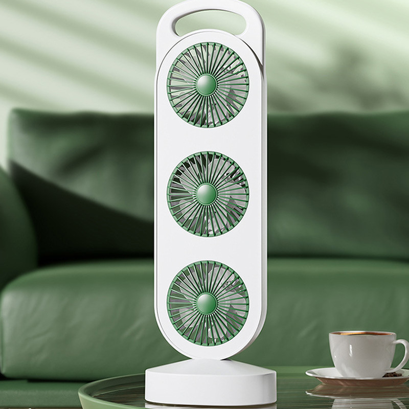 Фото Настольный вентилятор Three Head Fan 1200 mAh (Green) на vchehle.ua