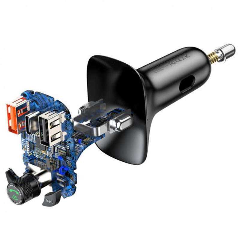 АЗУ FM модулятор Baseus S-13 36W (2USB-A/1C) (CCMT000101) (Черный) в магазине vchehle.ua
