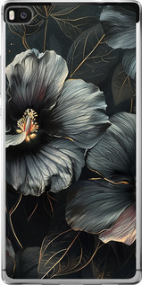 Чехол Черные цветы для Huawei Ascend P8