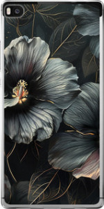 Чехол Черные цветы для Huawei Ascend P8