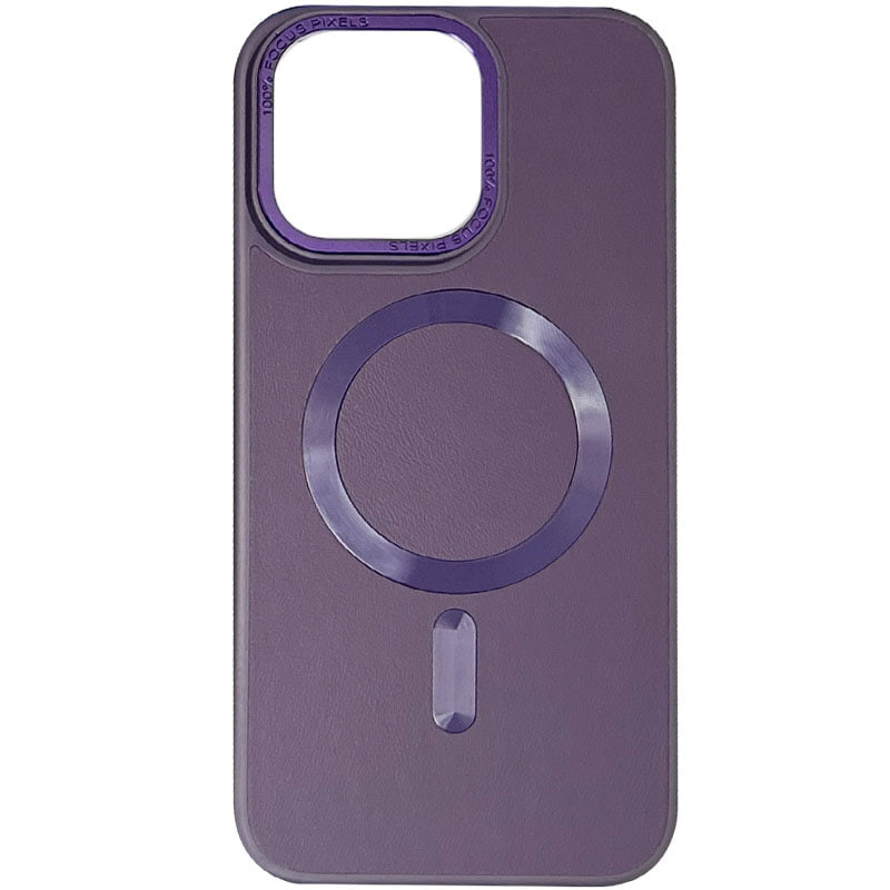 Шкіряний чохол Bonbon Leather Metal Style with Magnetic Safe на Apple iPhone 15 (6.1") (Фіолетовий / Dark Purple)