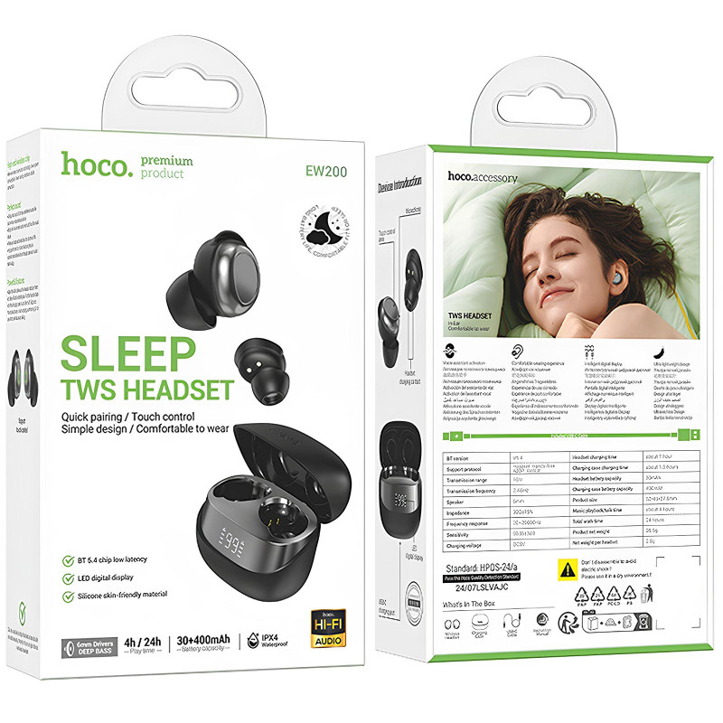 Фото Бездротові TWS навушники Hoco EW200 Elegant (Black) в маназині vchehle.ua