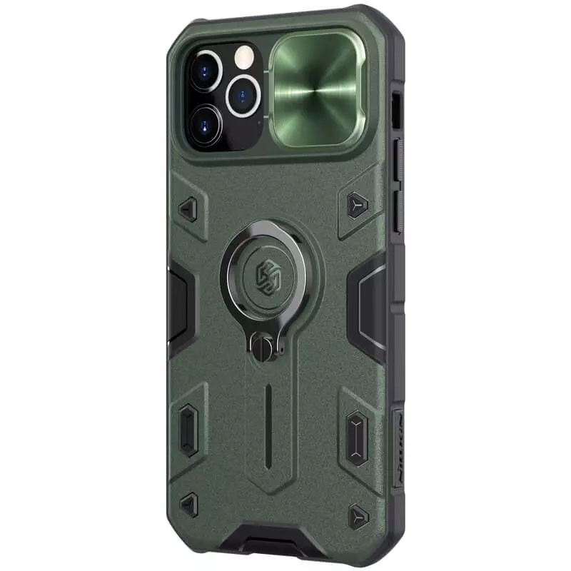 TPU+PC чехол Nillkin Metal CamShield Armor no logo (шторка на камеру) для Apple iPhone 13 Pro (6.1") (Green)