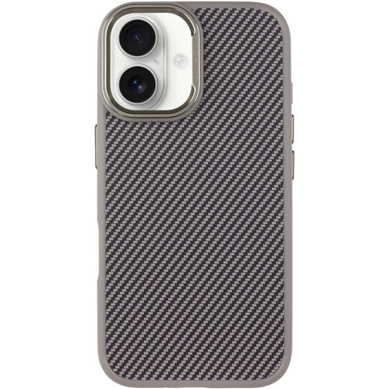 Чехол TPU+PC Carbon with Magnetic safe для Apple iPhone 16 (6.1") (Grey)