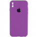 Чохол Silicone Case Square Full Camera Protective (AA) для Apple iPhone X / XS (5.8") (Фіолетовий / Grape)