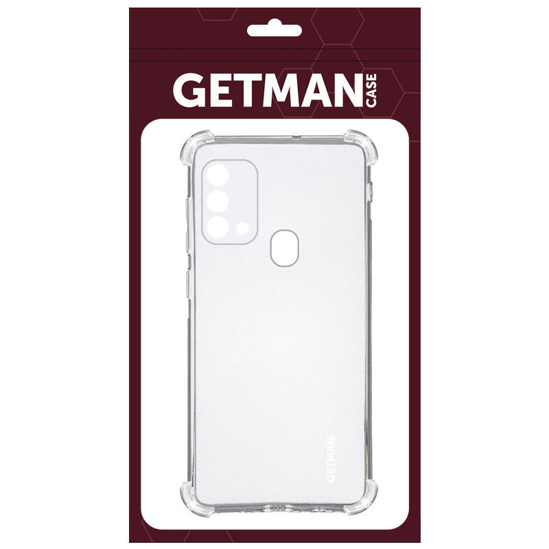 Фото TPU чехол GETMAN Ease logo усиленные углы для Samsung Galaxy M21s (Бесцветный (прозрачный)) на vchehle.ua