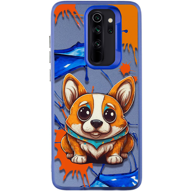 TPU+PC чохол TakiTaki Graffiti magic glow на Xiaomi Redmi Note 8 Pro (Corgi dog / Blue)