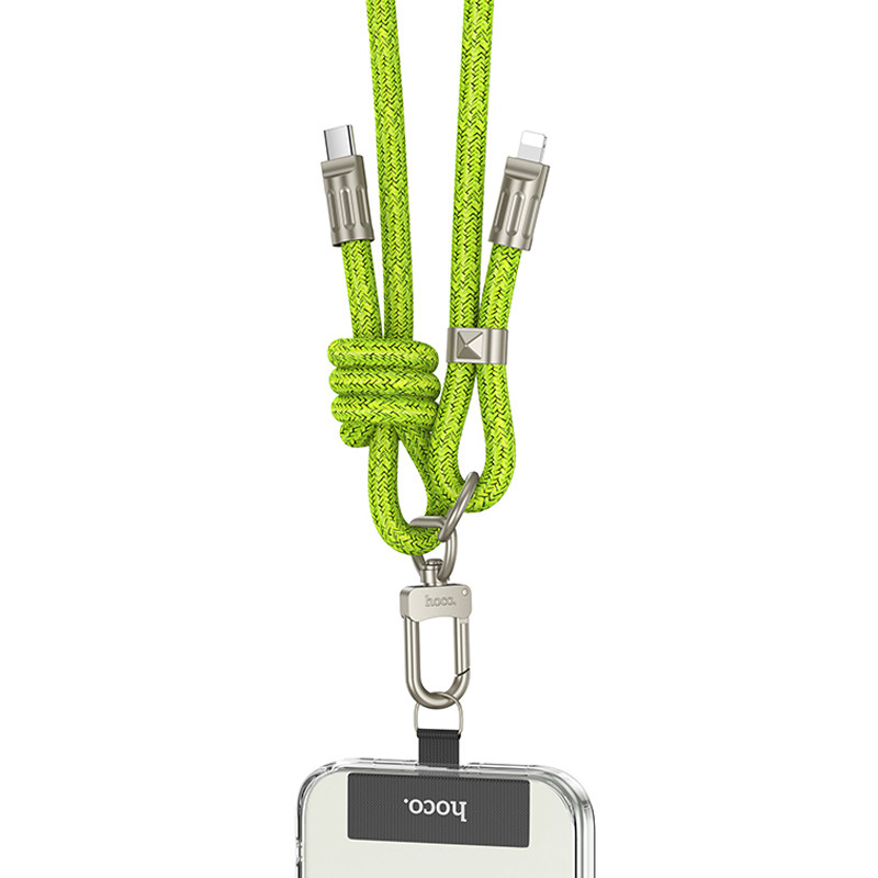 Фото Дата кабель-шнурок Hoco GH7 Elegant Type-C to Lightning (1.8m) (Fluorescent Green) в маназині vchehle.ua