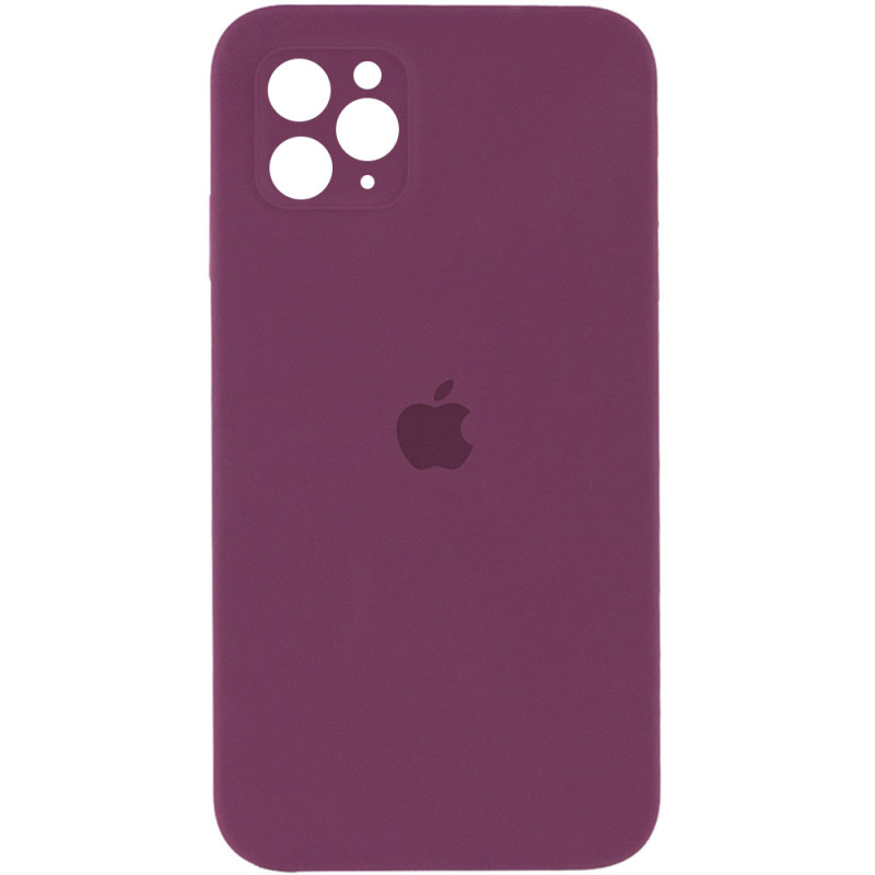 Чохол Silicone Case Square Full Camera Protective (AA) на Apple iPhone 11 Pro Max (6.5") (Бордовий / Maroon)