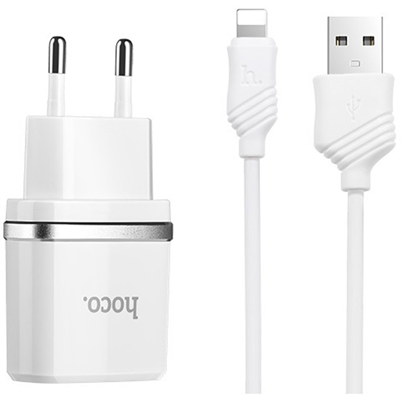 

СЗУ Hoco C12 Dual USB Charger 2.1A (+кабель Lightning) (Белый) 686799