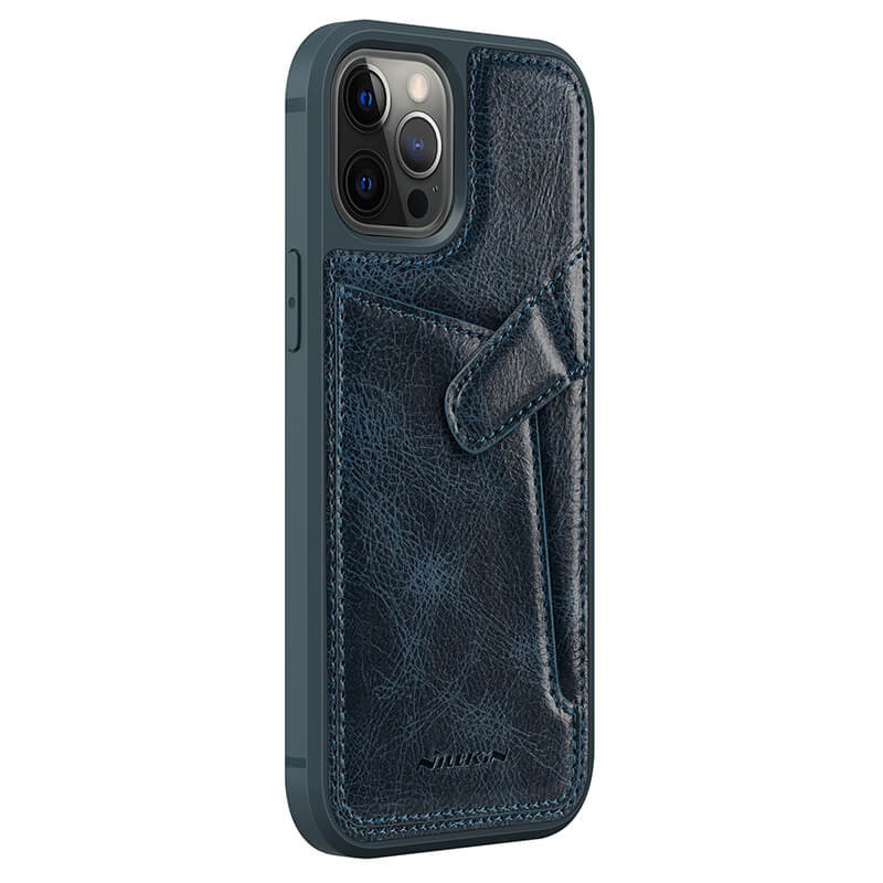 Фото Кожаная накладка Nillkin Aoge (с карманом) для Apple iPhone 12 Pro Max (6.7") (Синий) в магазине vchehle.ua
