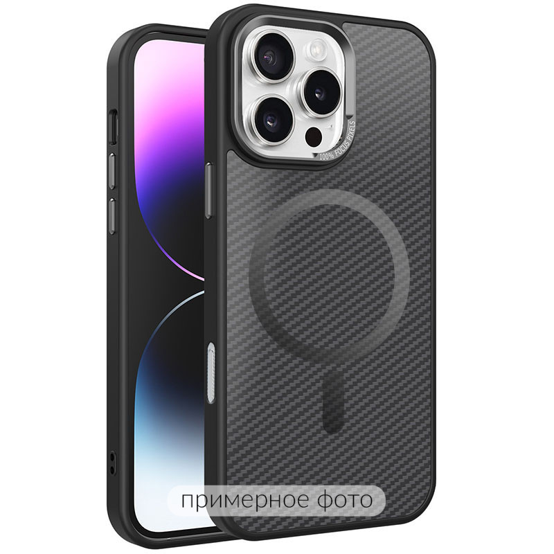 Чохол TPU+PC Carbon Mirage with Magnetic safe на Apple iPhone 16 (6.1") (Black)
